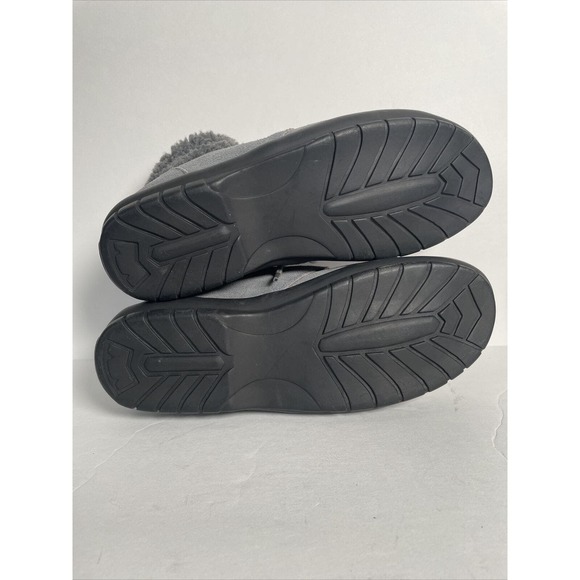 Heavenly Comfort Gray Sherpa Leather Suede Ankle Boots Size 7W Woman’s Booties - Picture 11 of 12